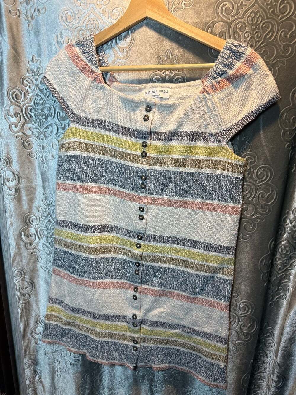 Madewell Texture & Thread Striped Button-Front Top Size S